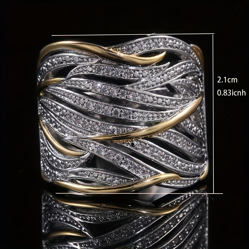 Women's Wide Band Rings with Zirconia Stones Wrap Style Holiday Gift